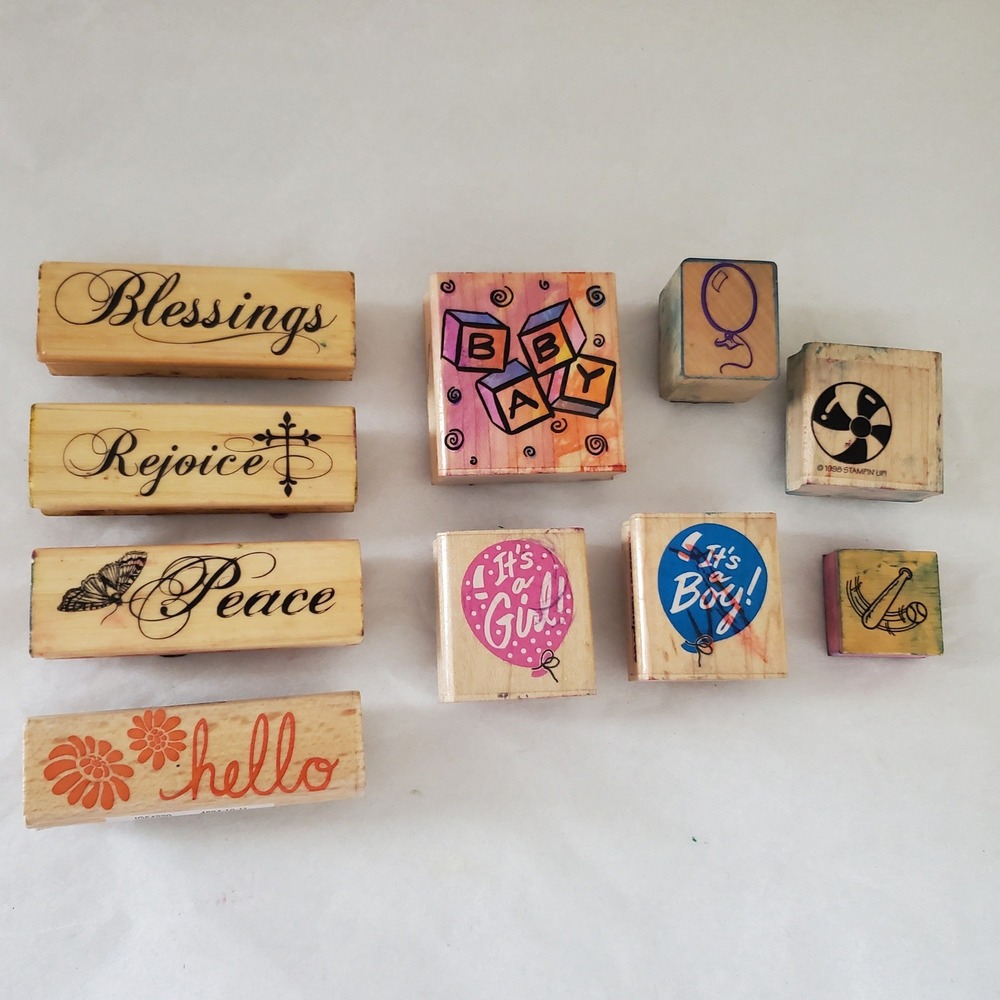 Vintage Rubber Stamp Lot 10 Hero Arts Stampin Up Rubber Stampede Baby Religious